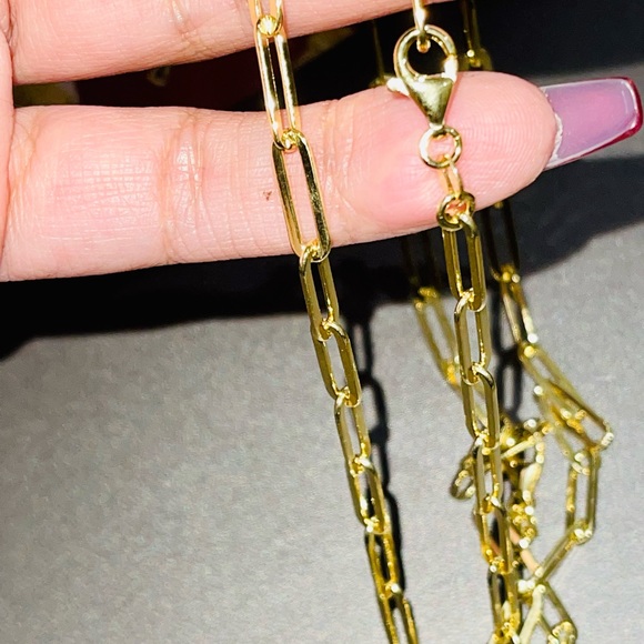 10k Gold Vermeil Paperclip solid chain   So elegant and beautiful best Gift WOW! - Picture 12 of 12